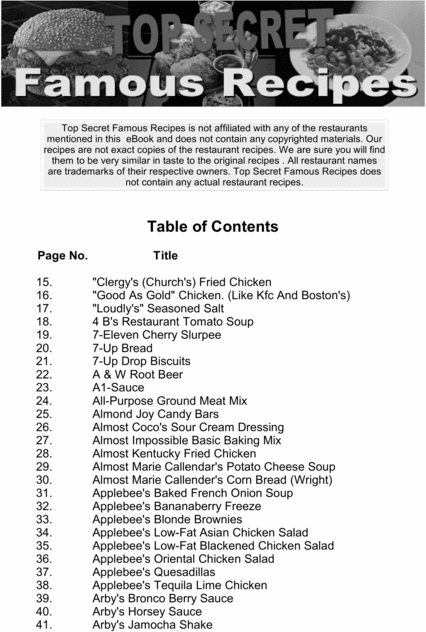 Product picture The Complete Top Secret Famous Recipes Cookbook